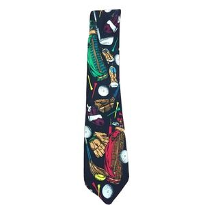 VTG 1991 Addiction Silk Neck Tie Mens Golf Club Bag Ball Novelty 90s Retro